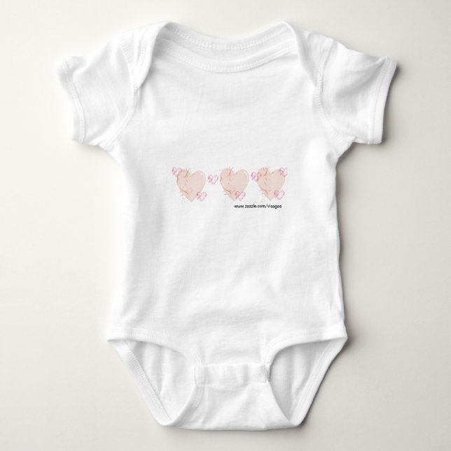 Body Para Bebé Corazones rosa y de rosa (Anverso)
