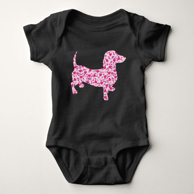 Body Para Bebé Corazones rosados Dachshund (Anverso)