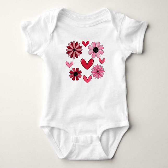 Body Para Bebé Corazones y Flores (Anverso)