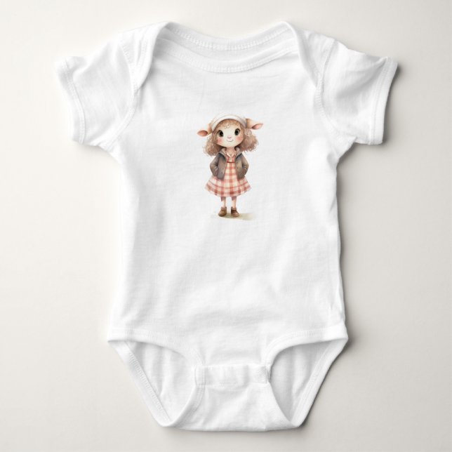 Body Para Bebé Cordero dulce para bebé con vestido de felpa (Anverso)