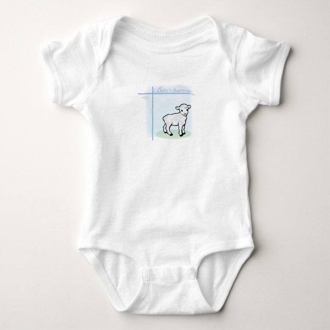 Body Para Bebé Cordero Niño Azul Bautizo, Personalizable (Anverso)