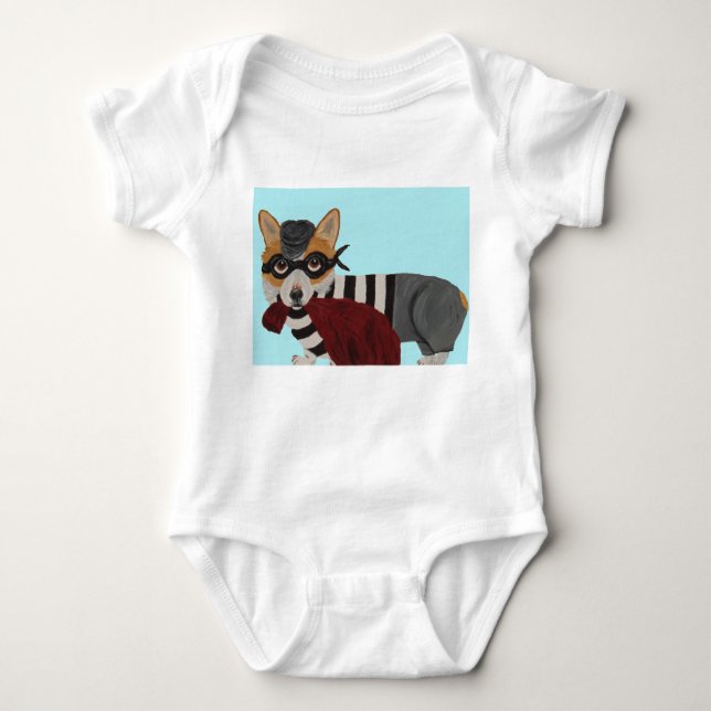 Body Para Bebé Corgi Burglar T-Shirt (Anverso)