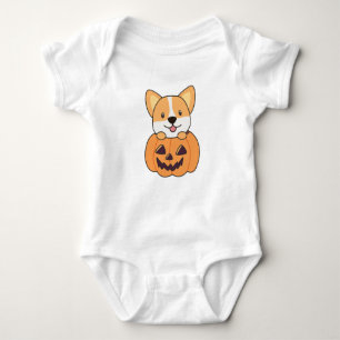 Body Para Bebé Corgi En Calabaza Perros Cutos Feliz Halloween