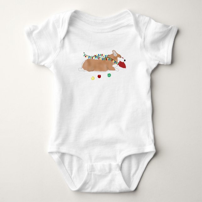 Body Para Bebé Corgi Holiday Baby Bodysuit (Anverso)