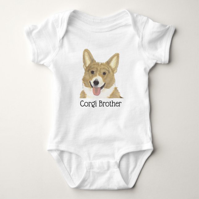 Body Para Bebé Corgi Perro Beige Blanco Personalizado (Anverso)