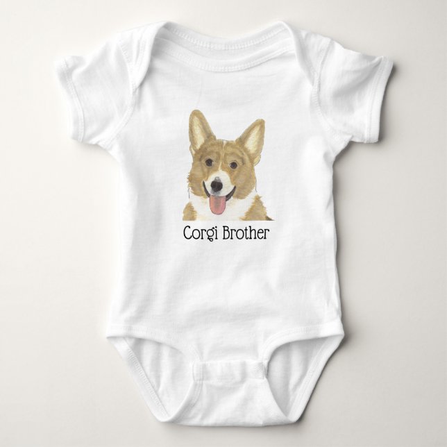 Body Para Bebé Corgi perro blanco beige personalizado (Anverso)