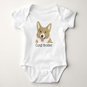 Body Para Bebé Corgi perro blanco y beige personalizado