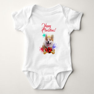 Body Para Bebé Corgi Perro Bonito Personalizable Navidad Ladra Al