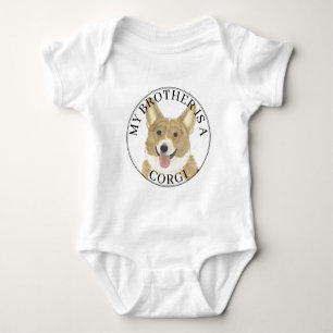 Body Para Bebé Corgi Perro Hermano Mayor Marrón Claro y Blanco