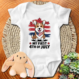 Body Para Bebé Corgi - Primero 4 de julio - Perrito Adorable