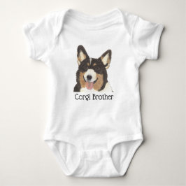 Body Para Bebé Corgi Tricolor de Cabeza Negra Personalizado Perro