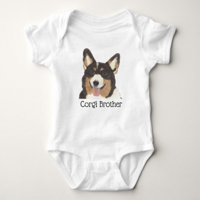 Body Para Bebé Corgi Tricolor de Cabeza Negra Personalizado Perro (Anverso)