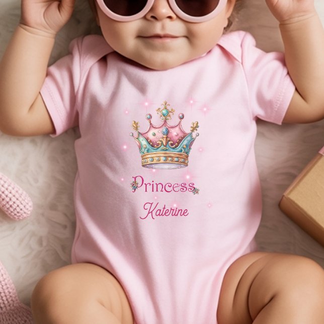 Body Para Bebé Corona de Princesa con Nombre Personalizado (Subido por el creador)