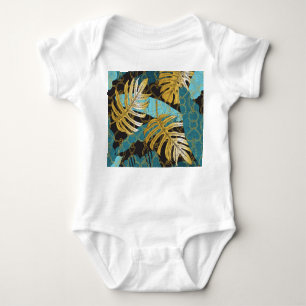 Body Para Bebé Cortina de cadena de oro, hojas tropicales.