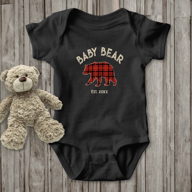 Body Para Bebé Country Plaid Baby Bear Birth Year Established (Subido por el creador)