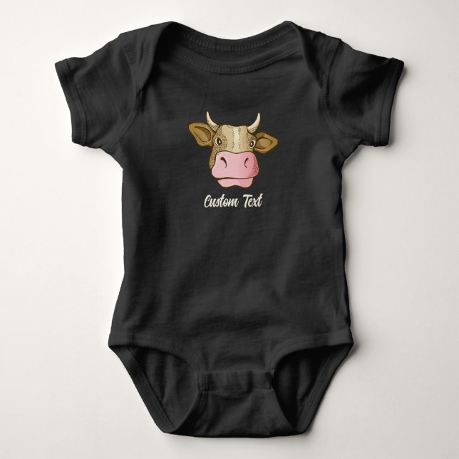 Body Para Bebé Cow Head T-Shirt Baby Bodysuit (Anverso)