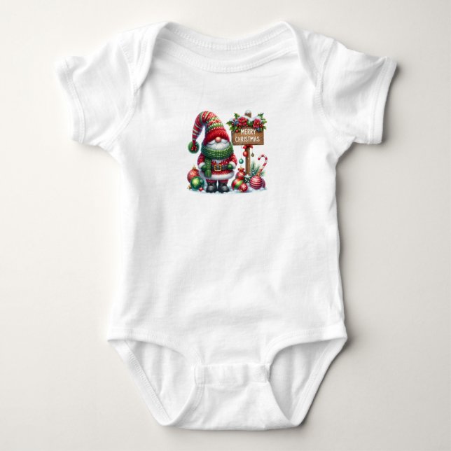 Body Para Bebé Cozy Christmas Gnome Art – Festive Holiday (Anverso)