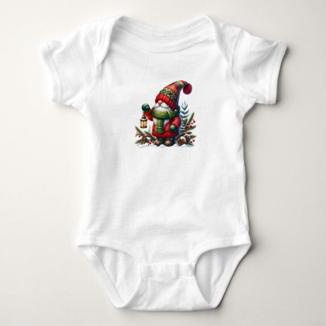 Body Para Bebé Cozy Christmas Gnome Art – Festive Holiday (Anverso)