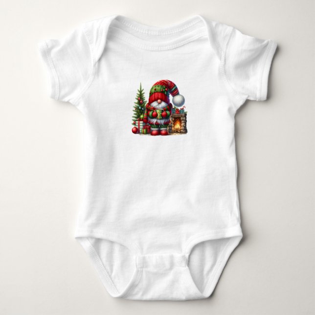 Body Para Bebé Cozy Christmas Gnome Art – Festive Holiday (Anverso)