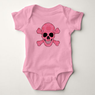 Body Para Bebé Cráneo De Camuflaje Rosado Y Arrojador De Los Hues
