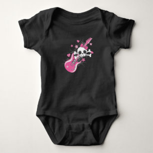 Body Para Bebé Cráneo lindo con guitarra rosa