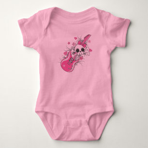 Body Para Bebé Cráneo lindo con guitarra rosa