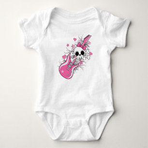 Body Para Bebé Cráneo lindo con la guitarra rosada