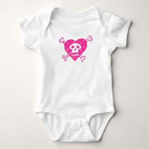 Body Para Bebé Cráneo rosado y bandera pirata