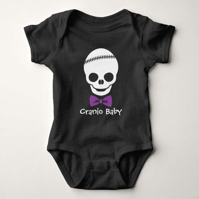Body Para Bebé Cranio Baby Boy Skull con bolas moradas (Anverso)