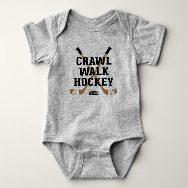 Body Para Bebé Crawaddy Walk Hockey Cute Funny Infant Bodysuit Ne (Anverso)