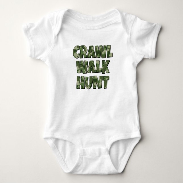 Body Para Bebé Crawl Walk Hunt graciosa camiseta de niño (Anverso)