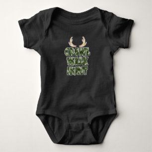 Body Para Bebé Crawl Walk Hunt graciosa camiseta de niño con cuer