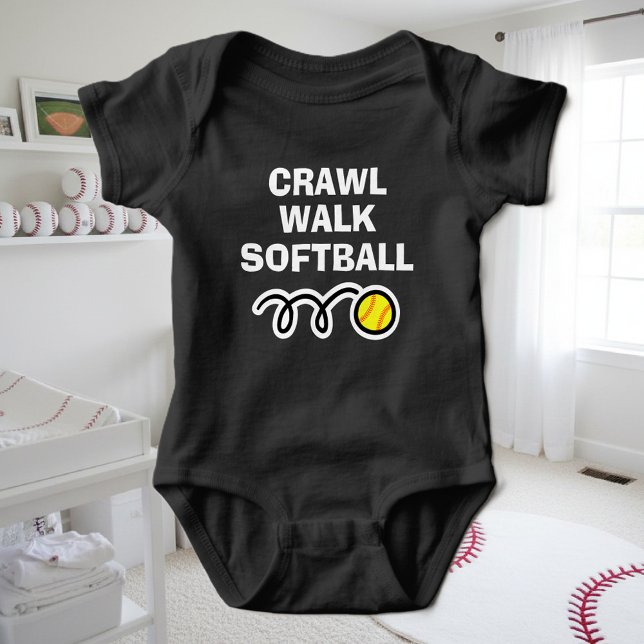 Body Para Bebé CRAWL WALK SOFTBALL traje deportivo para recién na (softball bodysuit for baby)