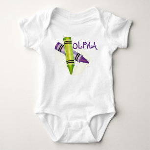 Body Para Bebé Crayones de arte morado-verde puro personalizado