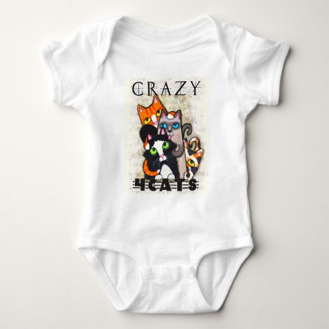 Body Para Bebé Crazy Para Gatos Baby Creeper (Anverso)