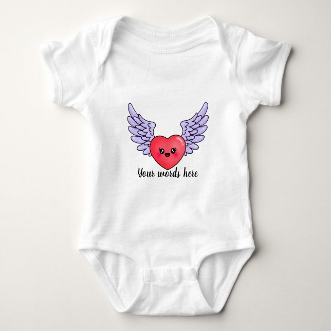 Body Para Bebé Crea tu propio corazón alado de Kawaii (Anverso)