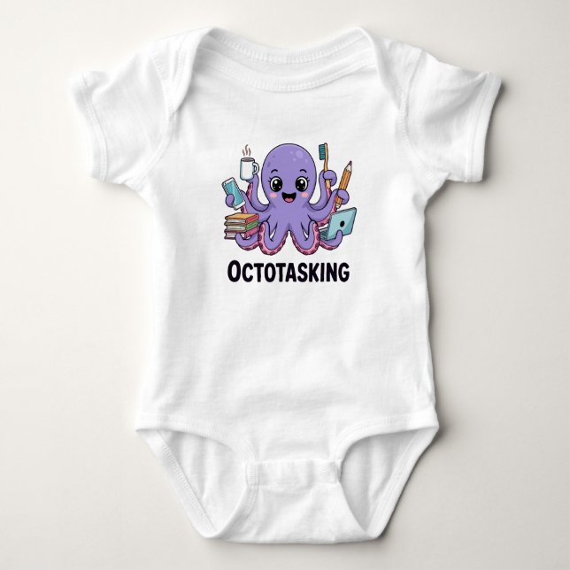 Body Para Bebé Creatura de Octotasking en modo multitarea (Anverso)