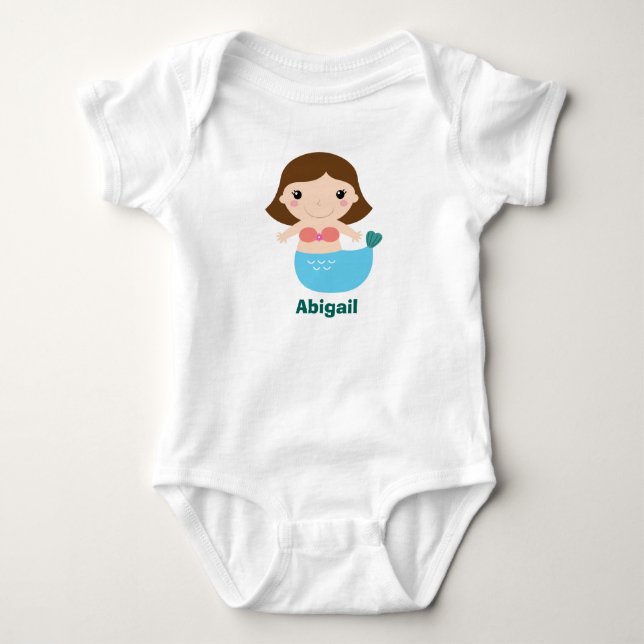Body Para Bebé Creeper de bebé sirena personalizado (Anverso)