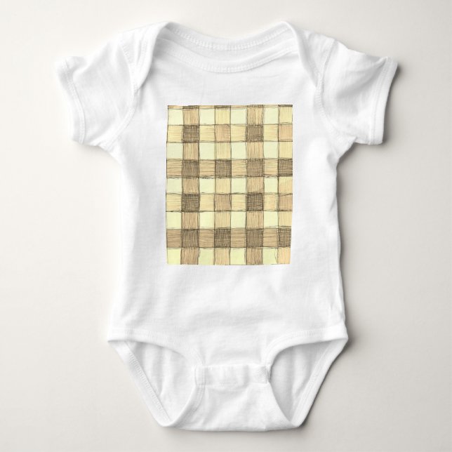 Body Para Bebé Crema blanca y unisex de Tan gingham (Anverso)