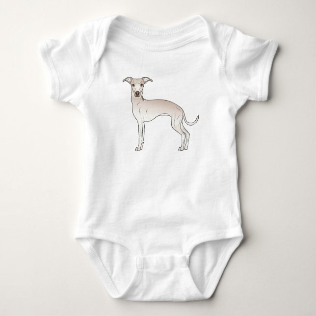 Body Para Bebé Crema Italiana Greyhound Dog Cute Cartoto Perro (Anverso)