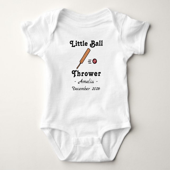 Body Para Bebé Cricket Baby Shower Little Ball Thrower Cricketer (Anverso)