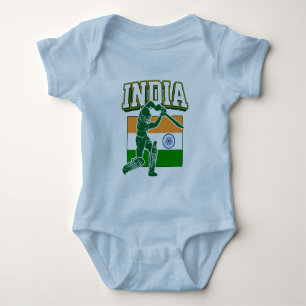 Body Para Bebé Cricket de la India con un regalo de la bandera in