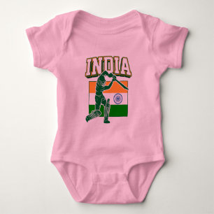 Body Para Bebé Cricket de la India con un regalo de la bandera in