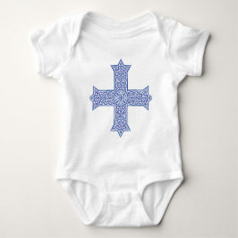 Body Para Bebé Cruz Copta de Arte Lapis Azul Premium