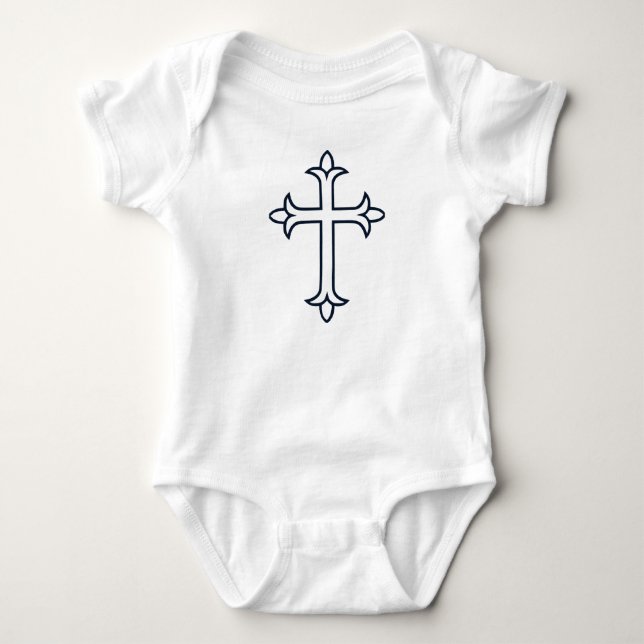 Body Para Bebé Cruz Cristiana Clásica Arte Minimalista Fino (Anverso)