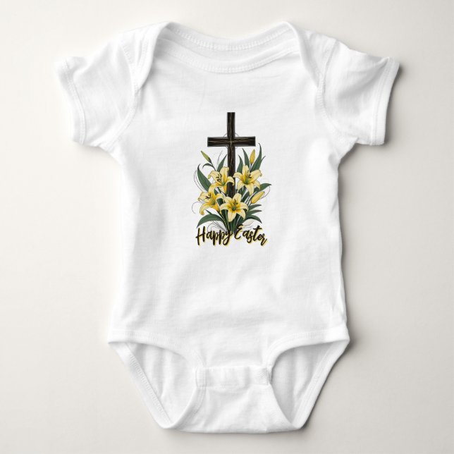 Body Para Bebé Cruz de Pascua con Lilis - Feliz Pascua (Anverso)