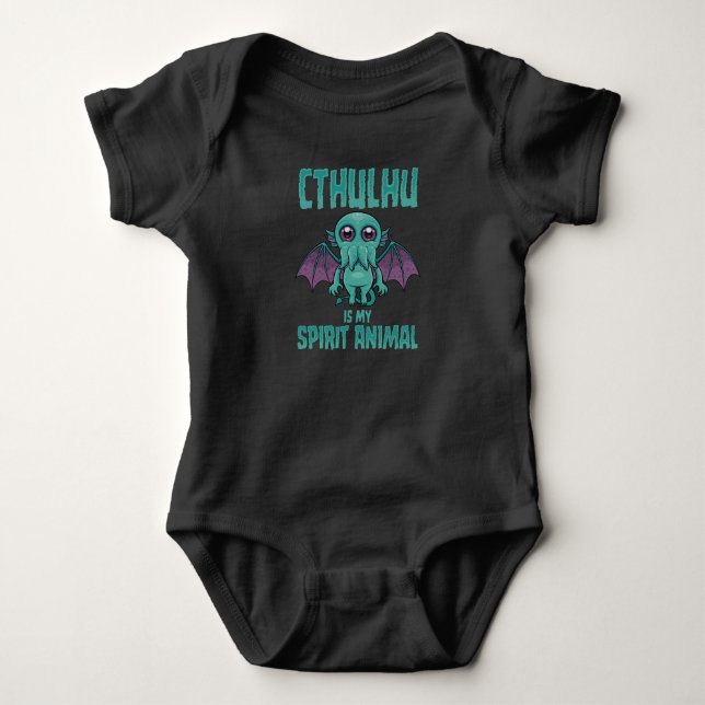 Body Para Bebé Cthulhu Es Mi Animal Espiritual (Anverso)