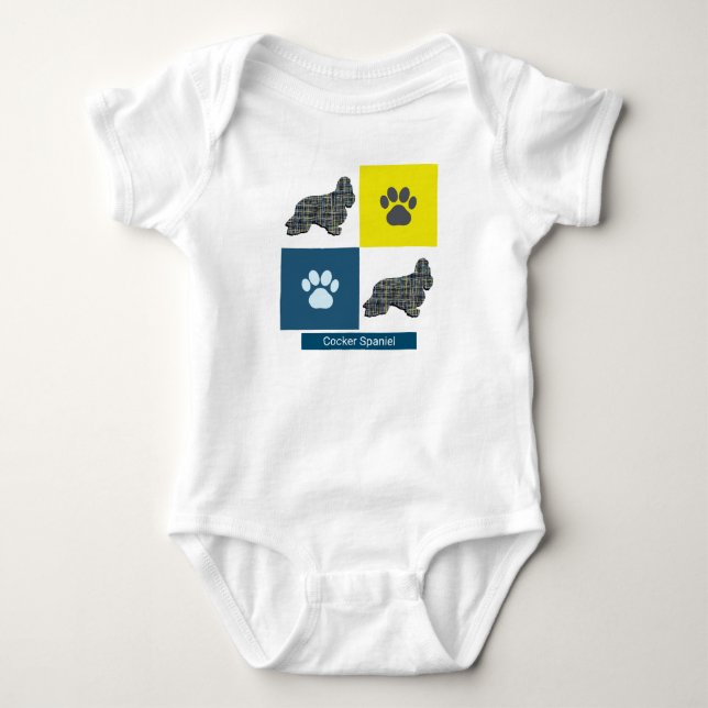 Body Para Bebé Cuadrícula de perro y paw Y&B (Anverso)