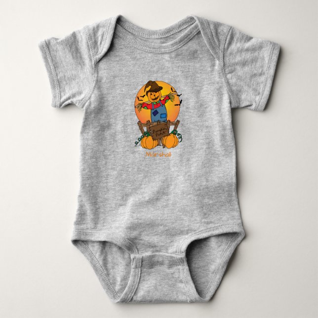 Body Para Bebé Cuadrillo de calabaza Cuadrillo de parche Toddler  (Anverso)