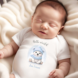 Body Para Bebé Cuadros Blue Polar Bear Nombre Niño Bebé Bodysuit